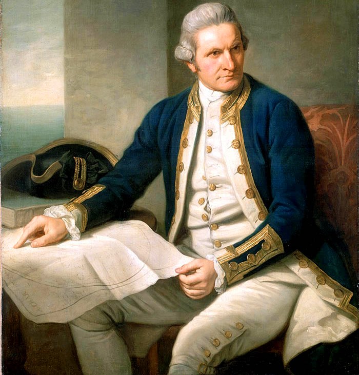 Official portrait of Captain James Cook by Nathaniel Dance  ~ 1775 (National Maritime Museum, Greenwich)